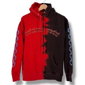 Trippie Redd Thank You Friends Split Dye Hoodie Mens Sz Small Red Black Chains